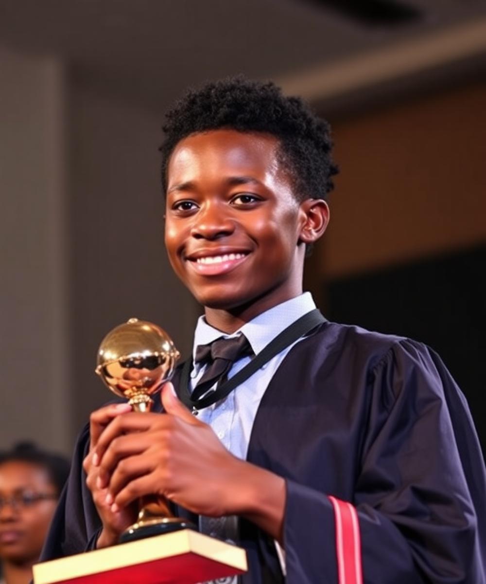 Student receiving an award