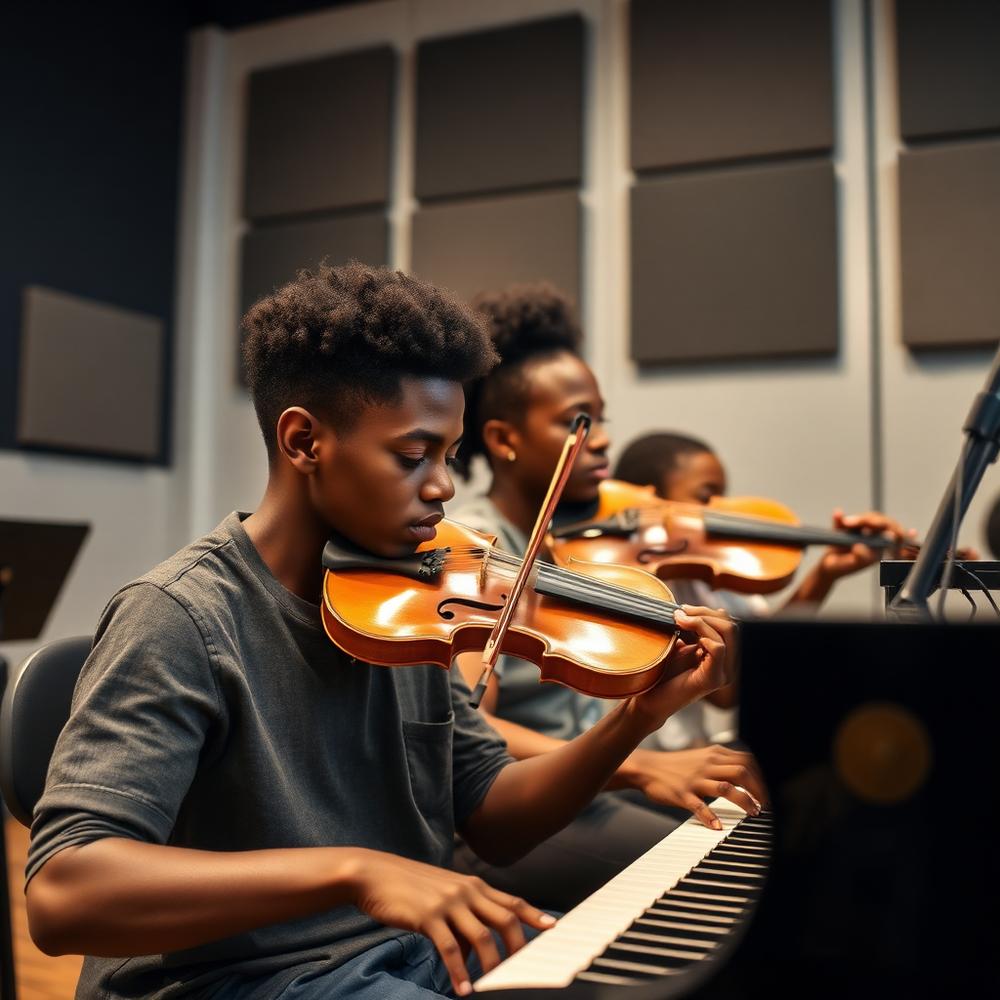Students in music class